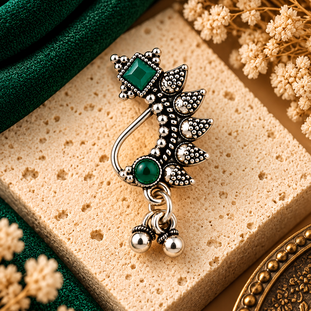 The99Jewel Graceful Oxidised Nose Pin | Trendy Traditional Jewellery for Women & Girls