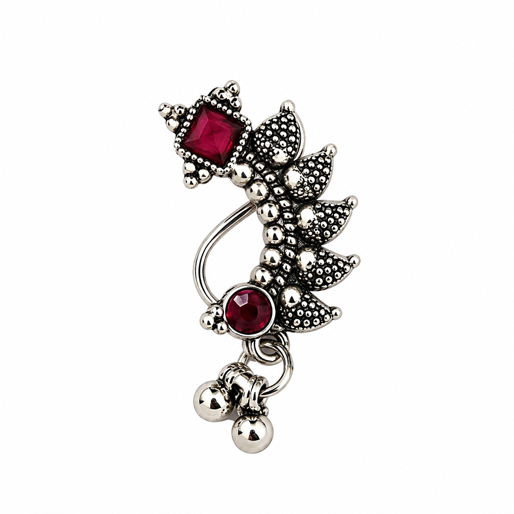 The99Jewel Graceful Oxidised Nose Pin | Trendy Traditional Jewellery for Women & Girls