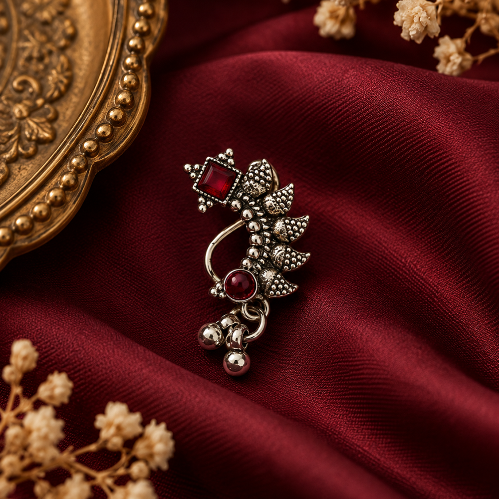 The99Jewel Graceful Oxidised Nose Pin | Trendy Traditional Jewellery for Women & Girls