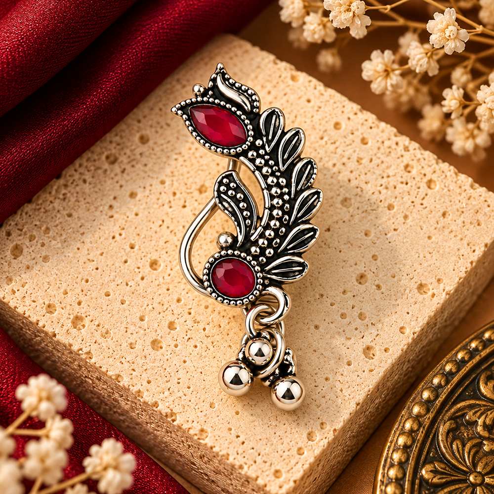 The99Jewel Traditional Designer Nose Pin | Oxidised Plated Ethnic Jewellery for Women