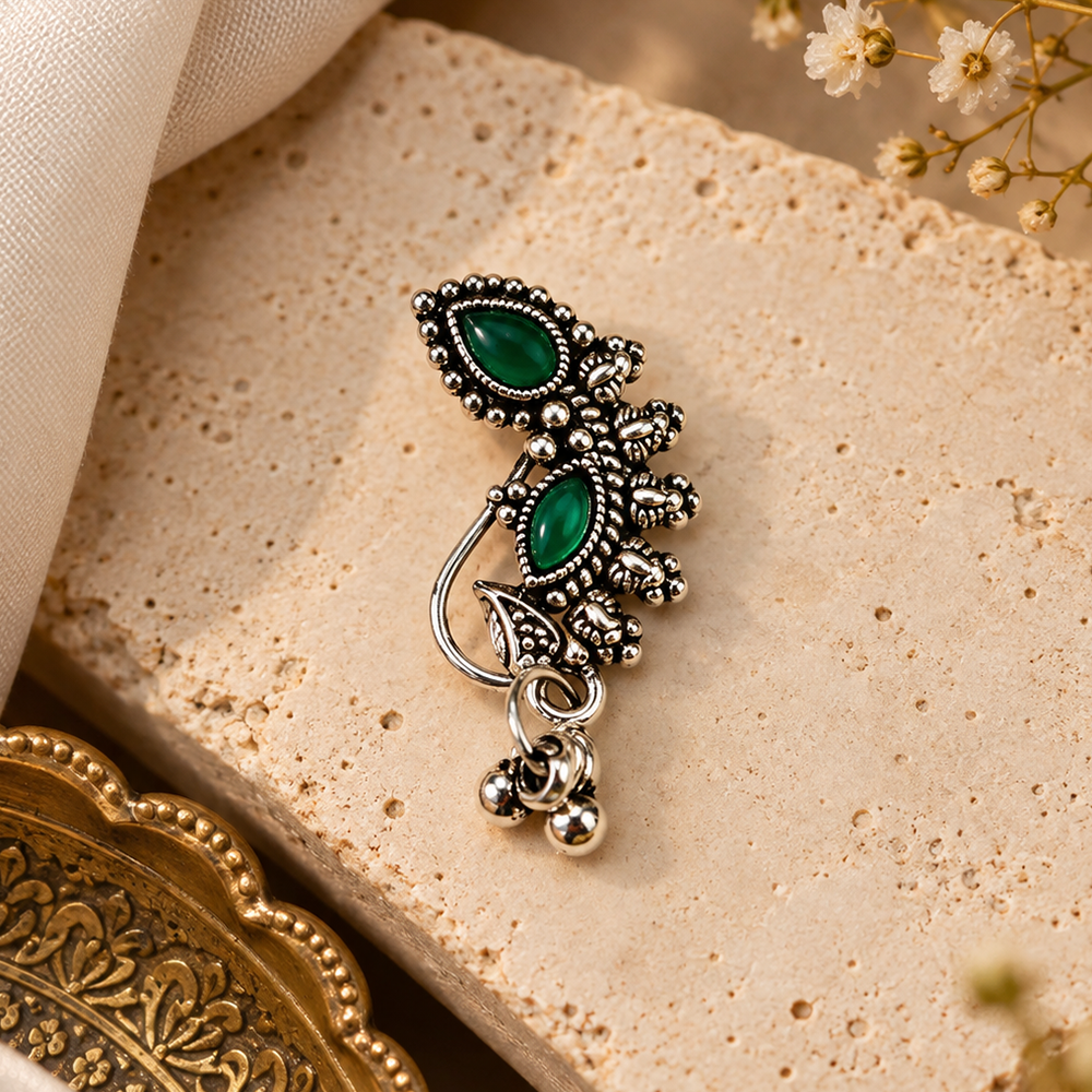 The99Jewel Designer Oxidised Nose Pin for Women | Elegant Ethnic Fashion Accessory