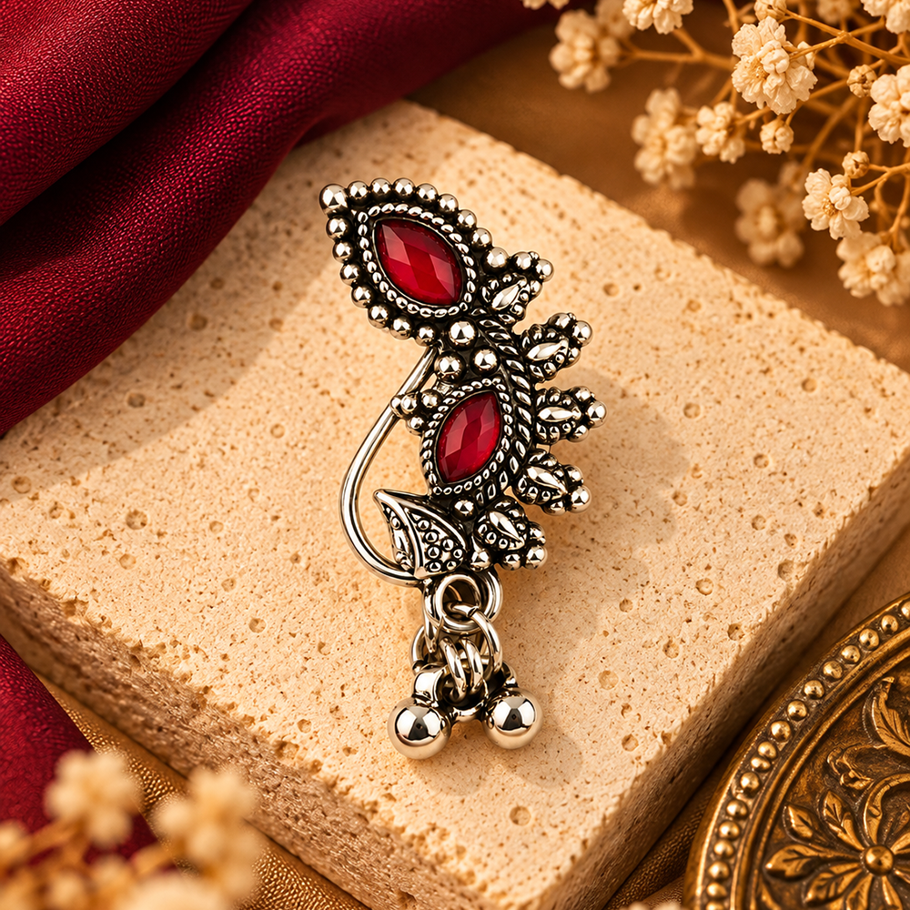 The99Jewel Designer Oxidised Nose Pin for Women | Elegant Ethnic Fashion Accessory