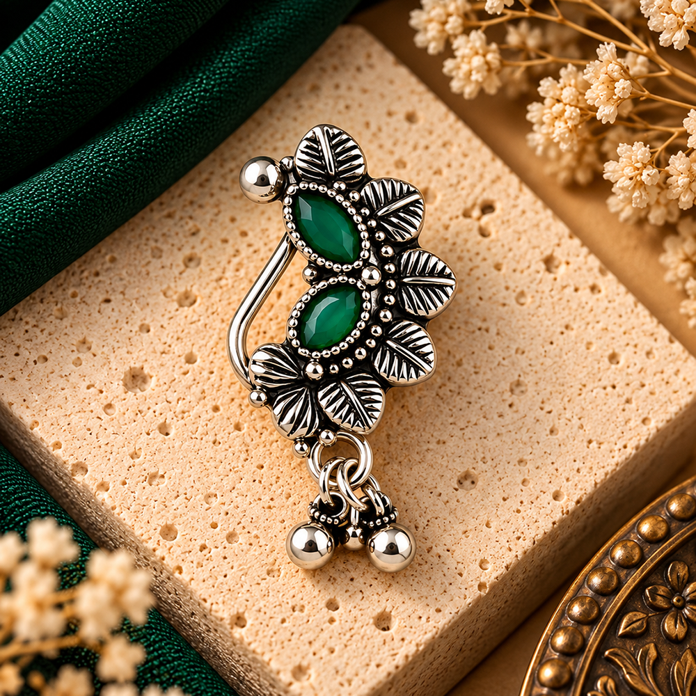 The99Jewel Designer Oxidised Nose Pin for Women | Elegant Ethnic Fashion Accessory