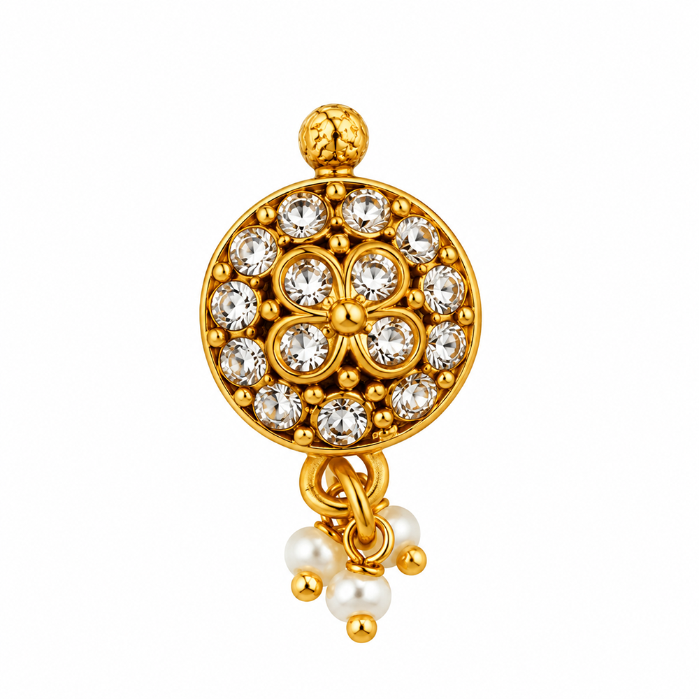 The99Jewel Gold Plated Ethnic Designer Nose Pin with pearl for women