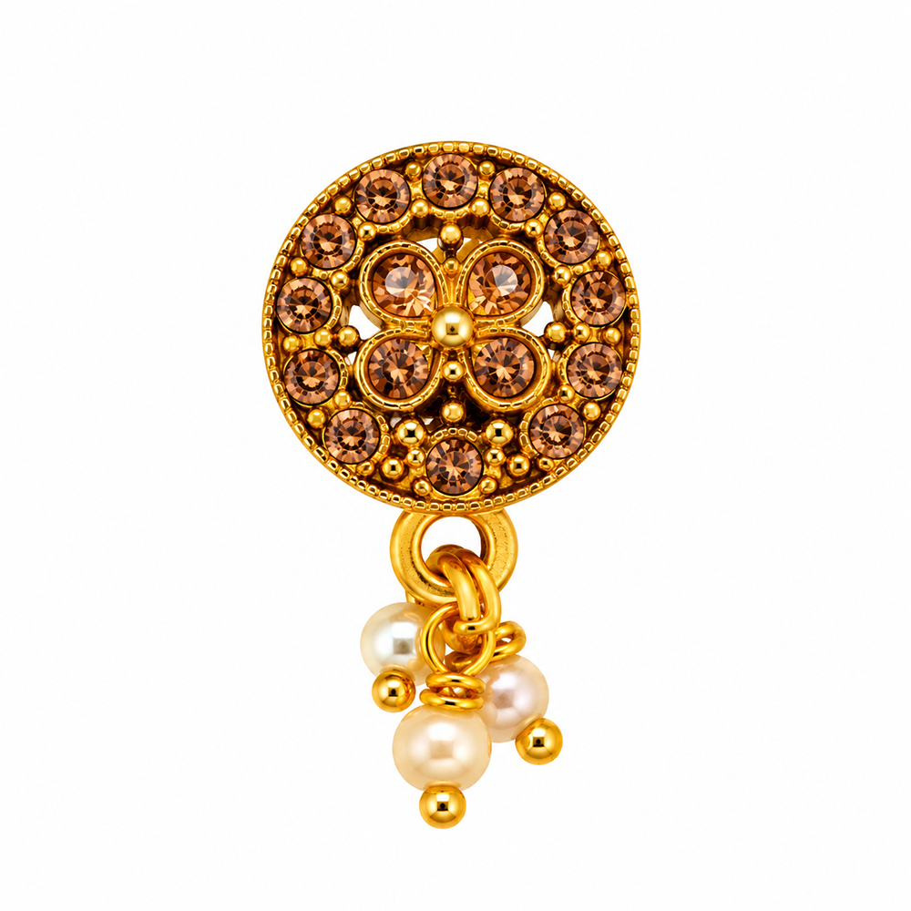 The99Jewel Gold Plated Ethnic Designer Nose Pin with pearl for women