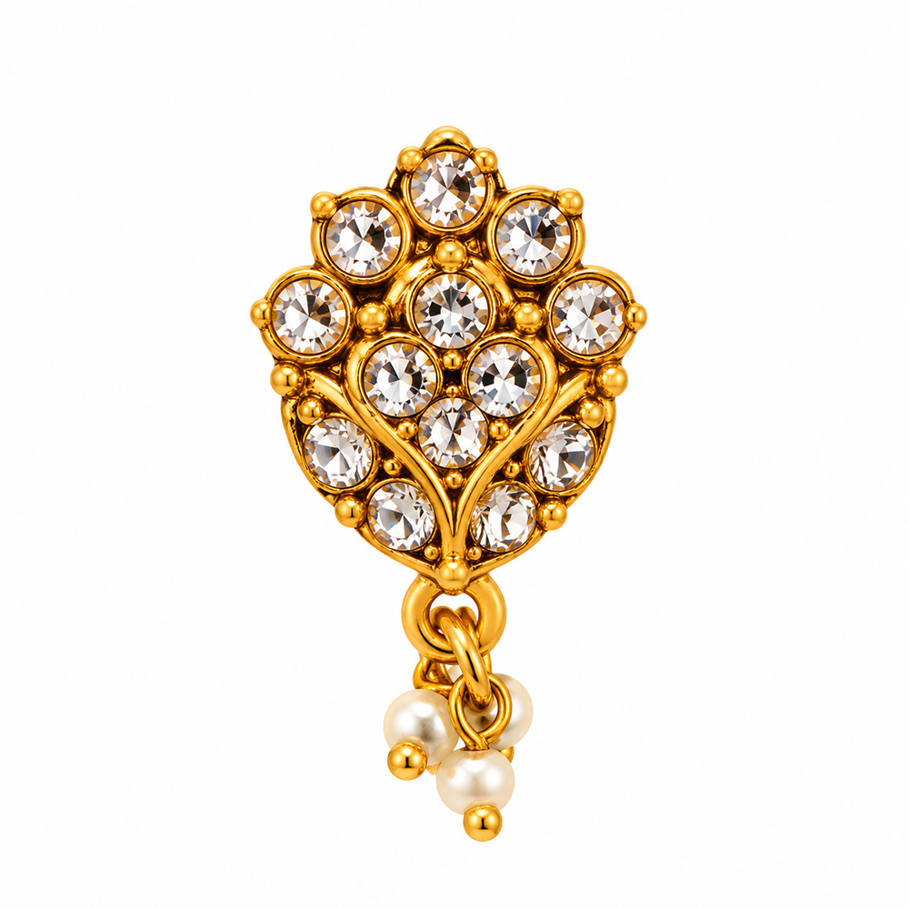 The99Jewel Gold Plated Ethnic Designer Nose Pin with pearl for women