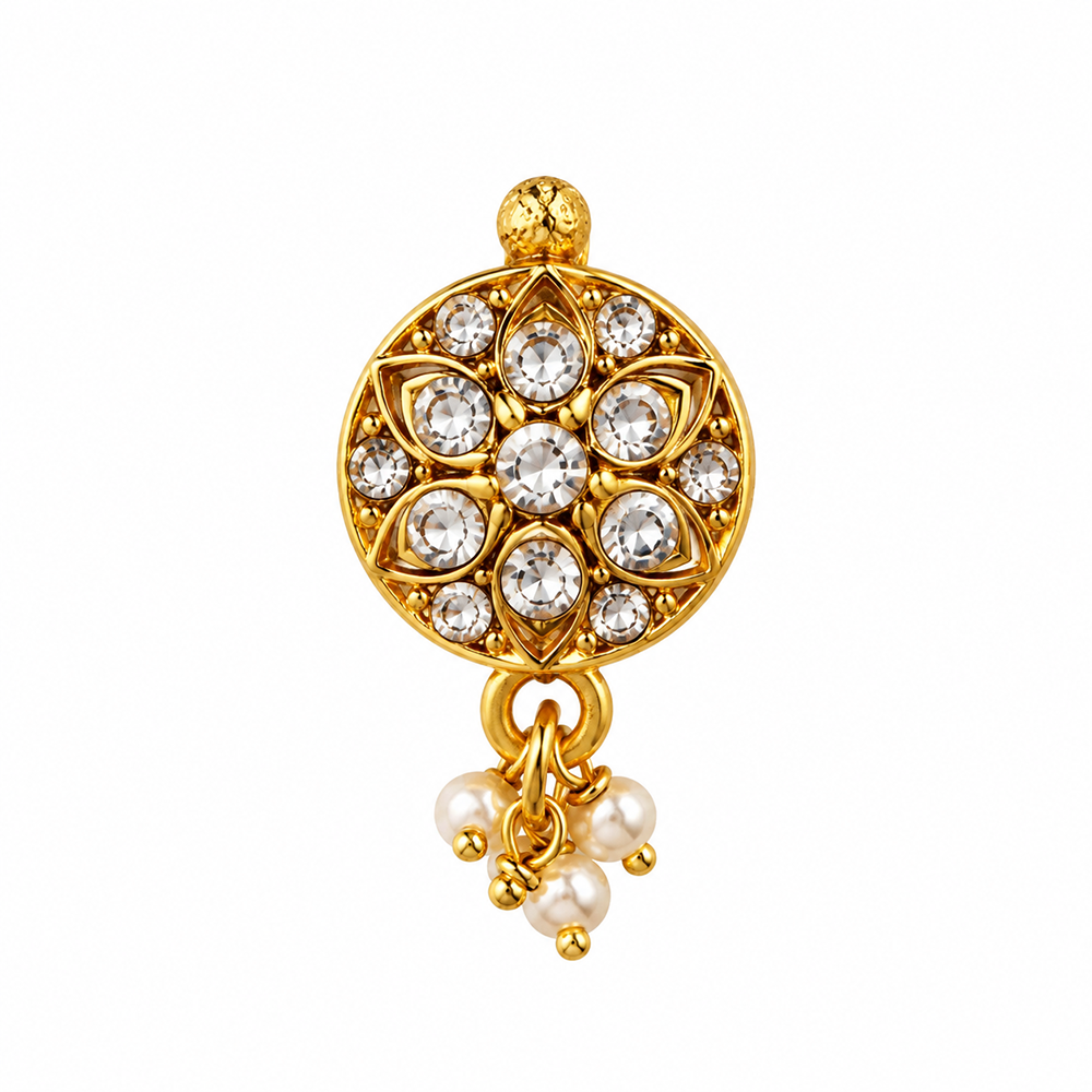 The99Jewel Gold Plated Ethnic Designer Nose Pin with pearl for women