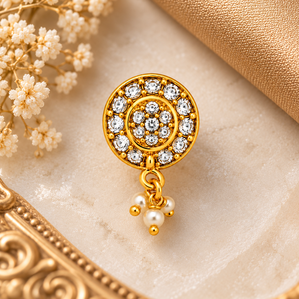 The99Jewel Gold Plated Ethnic Designer Nose Pin with pearl for women