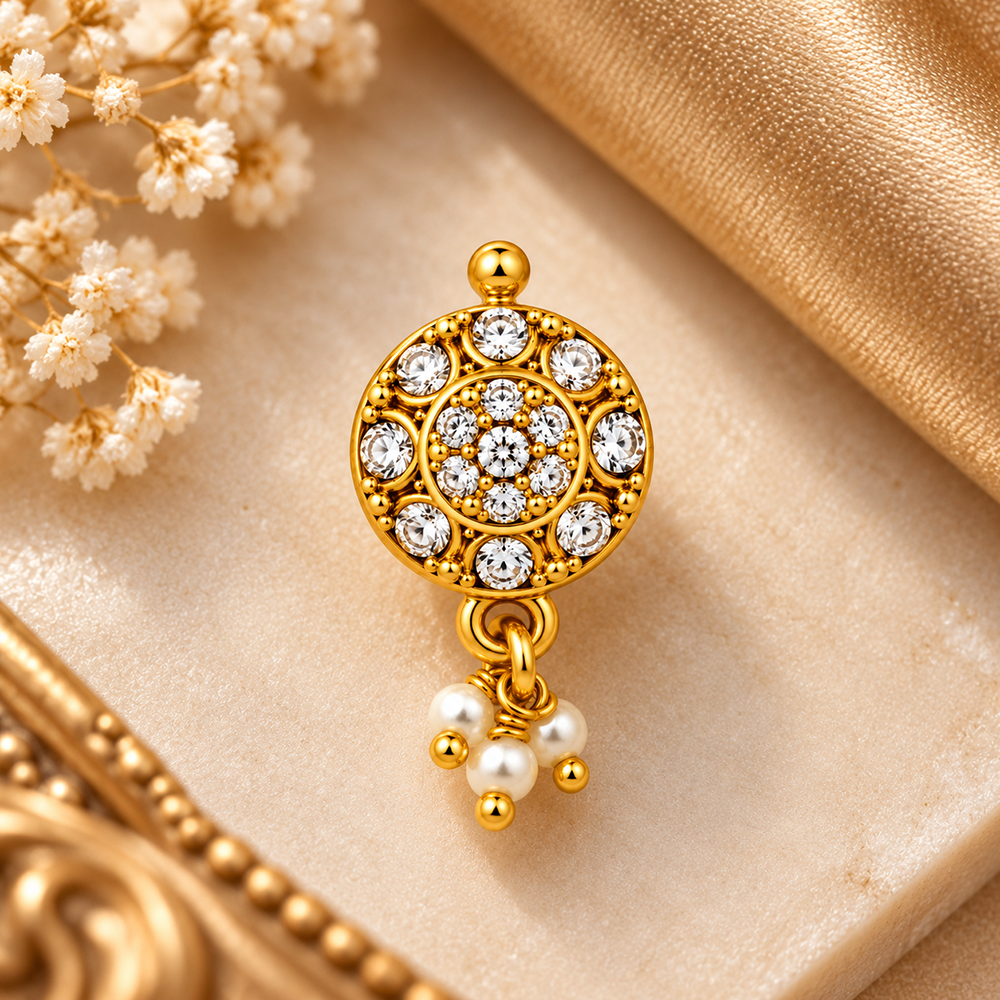 The99Jewel Gold Plated Ethnic Designer Nose Pin with pearl for women