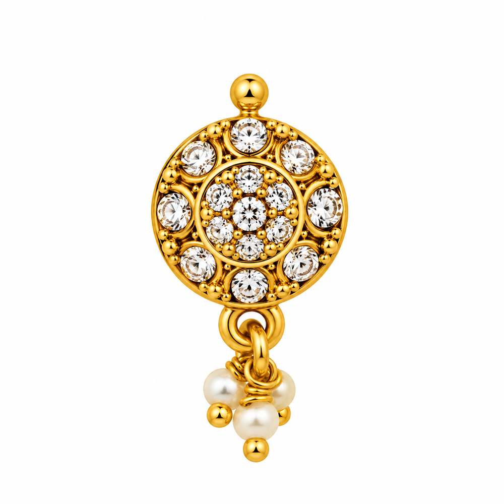 The99Jewel Gold Plated Ethnic Designer Nose Pin with pearl for women
