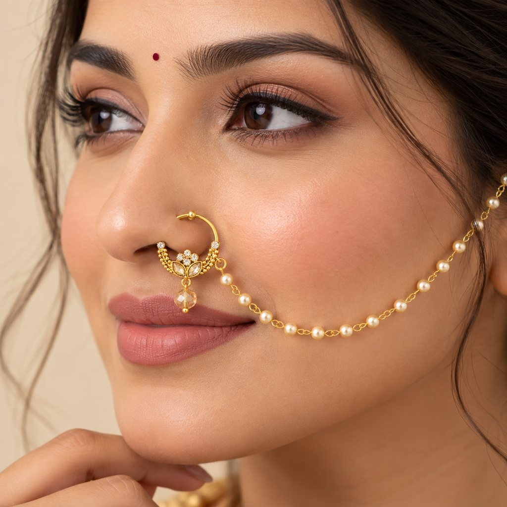 The99Jewel Elegant Traditional Bridal Nose Ring for Women