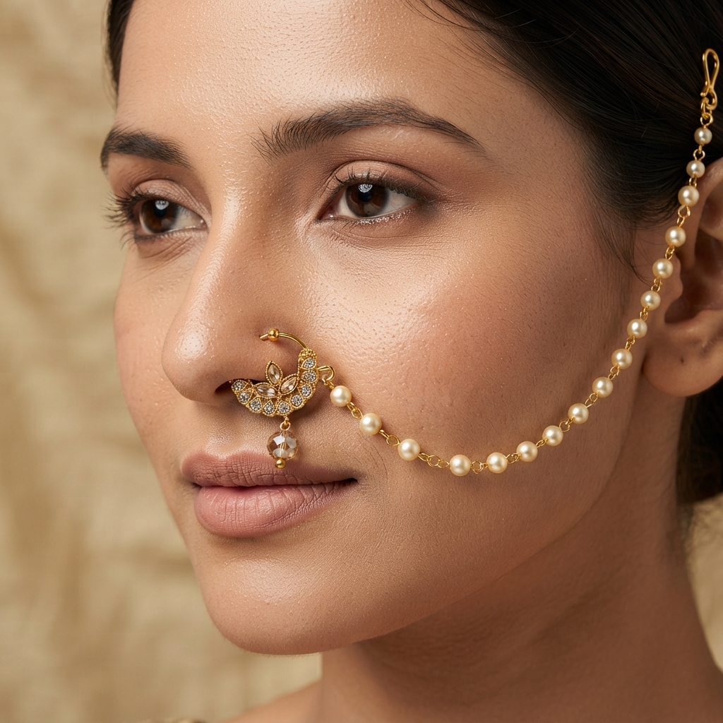 The99Jewel Elegant Traditional Bridal Nose Ring for Women