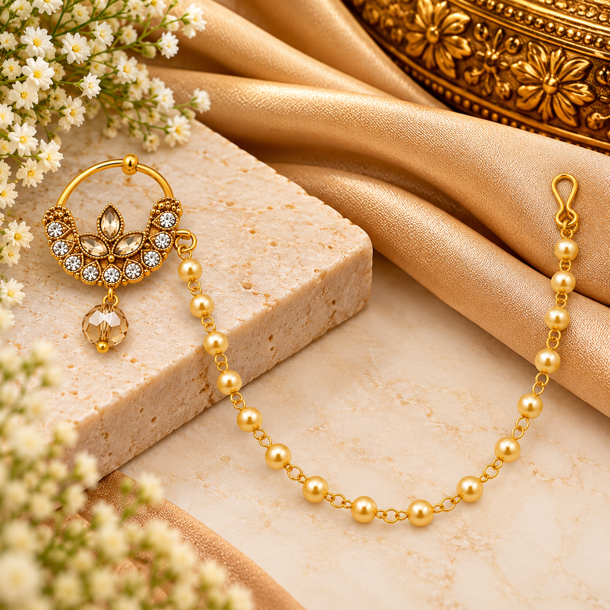 The99Jewel Elegant Traditional Bridal Nose Ring for Women