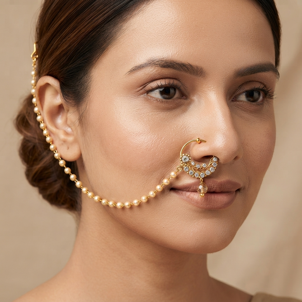 The99Jewel Elegant Traditional Bridal Nose Ring for Women