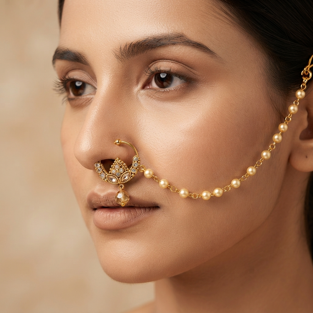 The99Jewel Elegant Traditional Bridal Nose Ring for Women