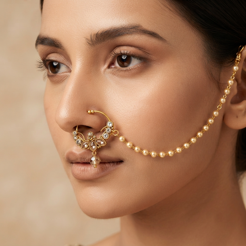 The99Jewel Elegant Traditional Bridal Nose Ring for Women