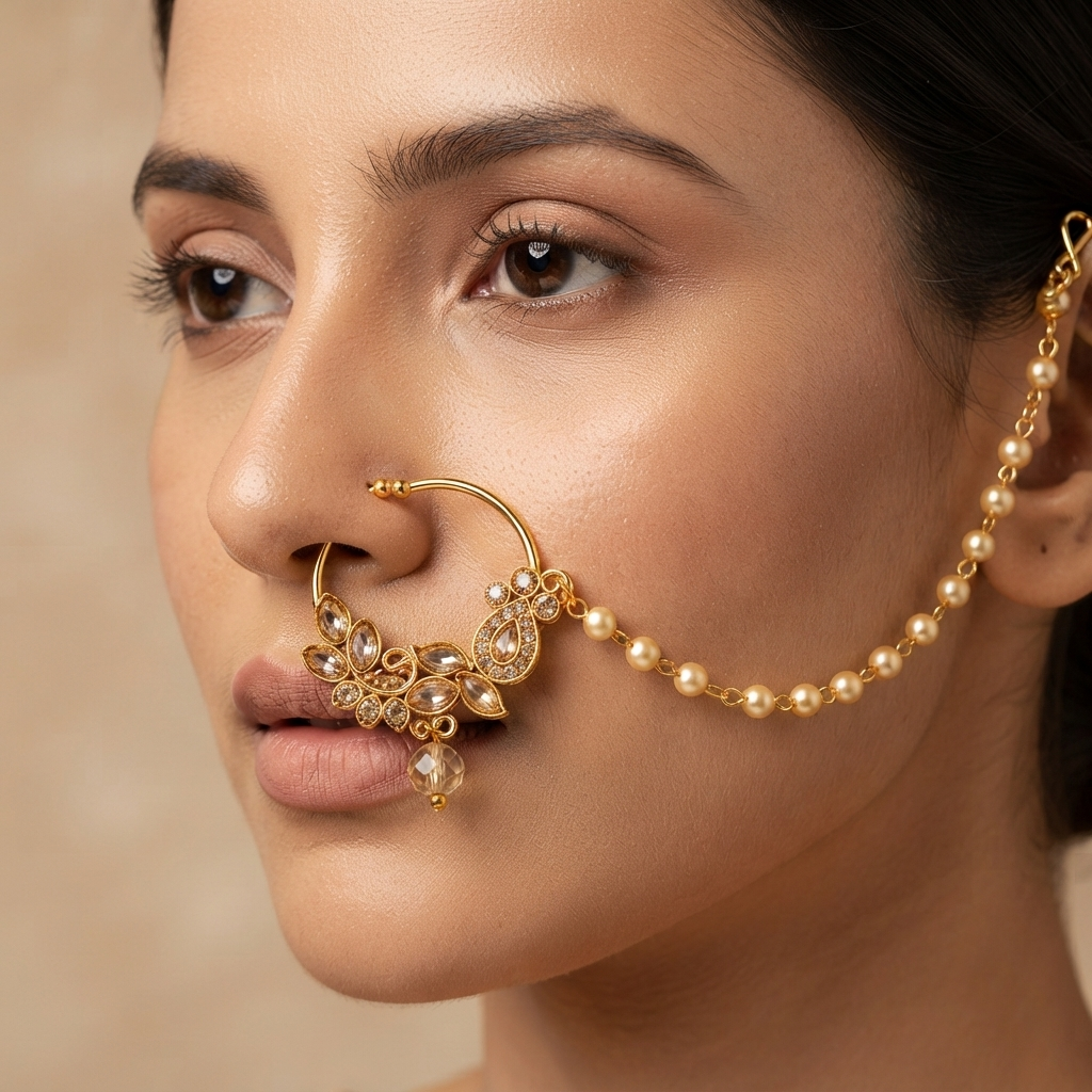 The99Jewel Elegant Traditional Bridal Nose Ring for Women