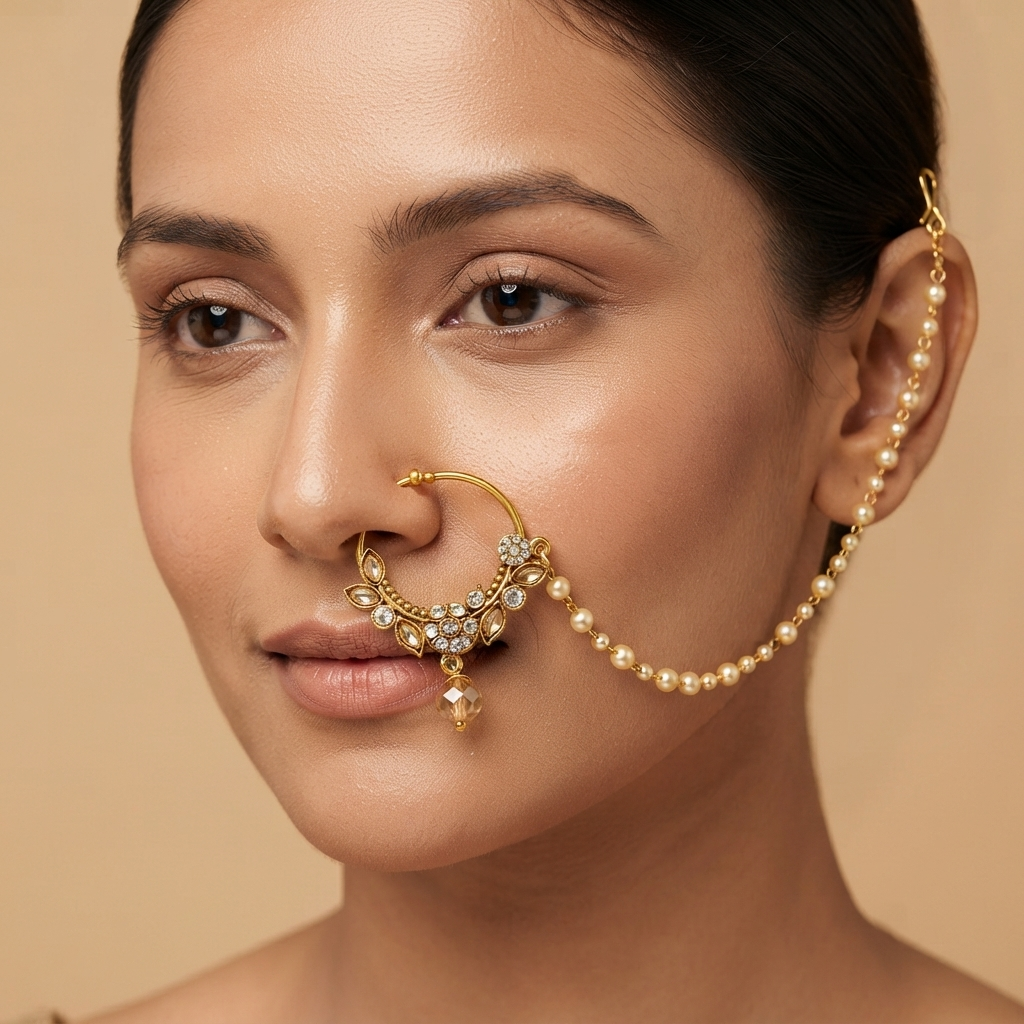 The99Jewel Elegant Traditional Bridal Nose Ring for Women
