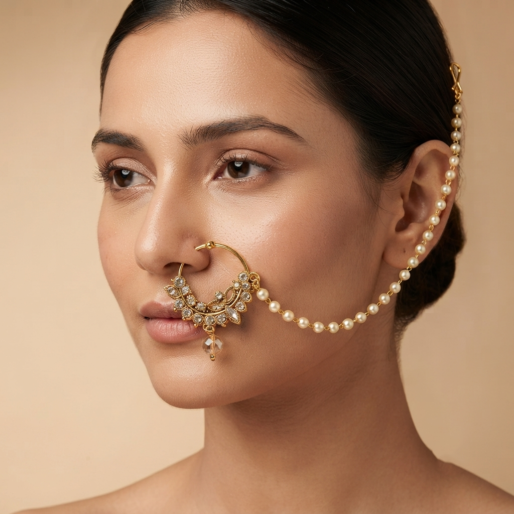 The99Jewel Elegant Traditional Bridal Nose Ring for Women