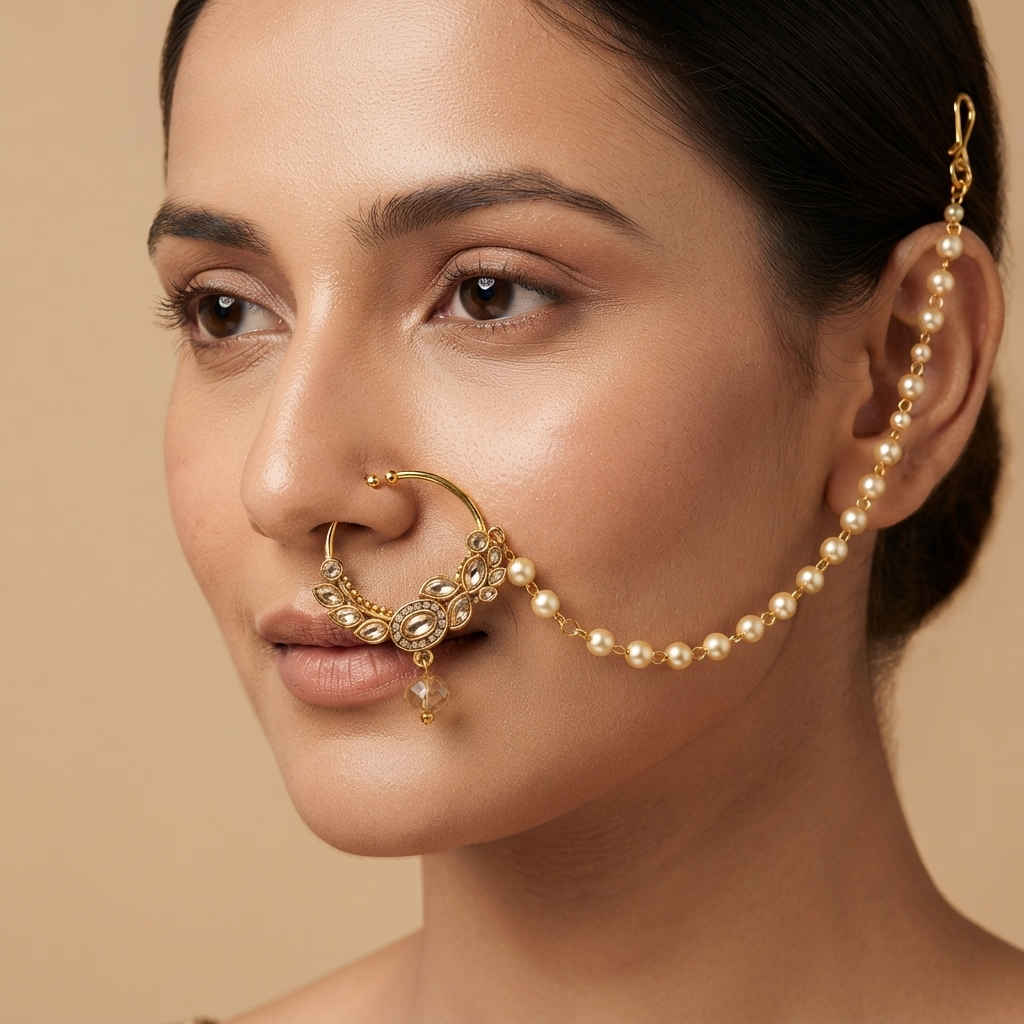 The99Jewel Elegant Traditional Bridal Nose Ring for Women