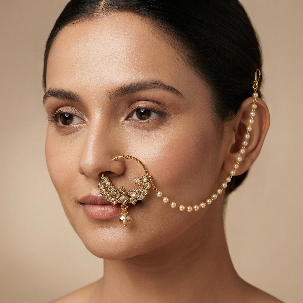 The99Jewel Elegant Traditional Bridal Nose Ring for Women