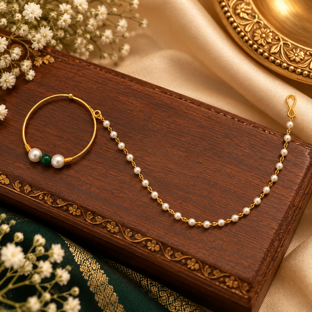 The99Jewel Elegant Traditional Bridal Nose Ring for Women