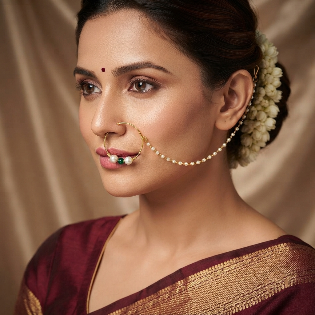 The99Jewel Elegant Traditional Bridal Nose Ring for Women