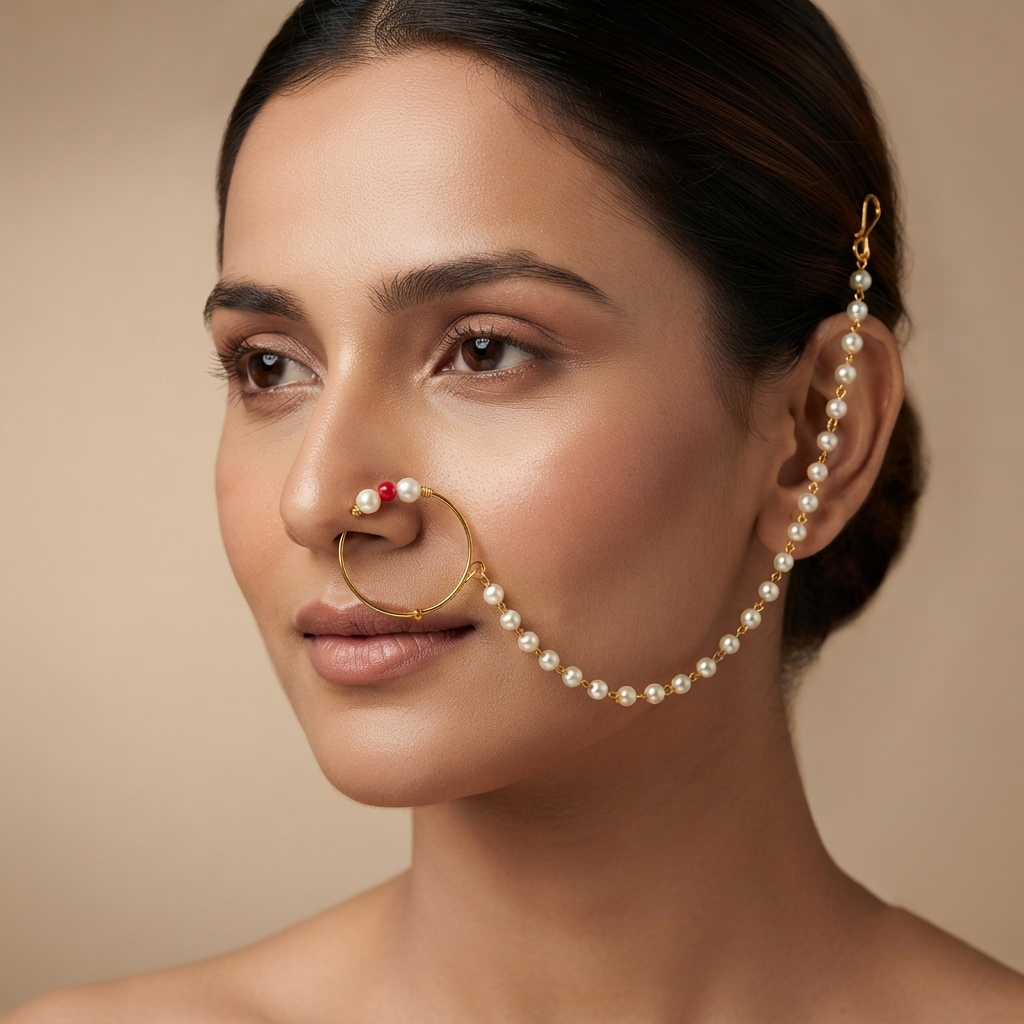 The99Jewel Elegant Traditional Bridal Nose Ring for Women