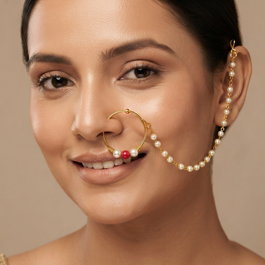 The99Jewel Elegant Traditional Bridal Nose Ring for Women
