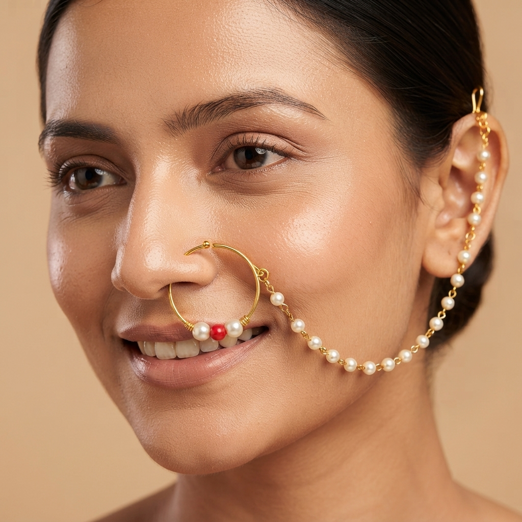 The99Jewel Elegant Traditional Bridal Nose Ring for Women