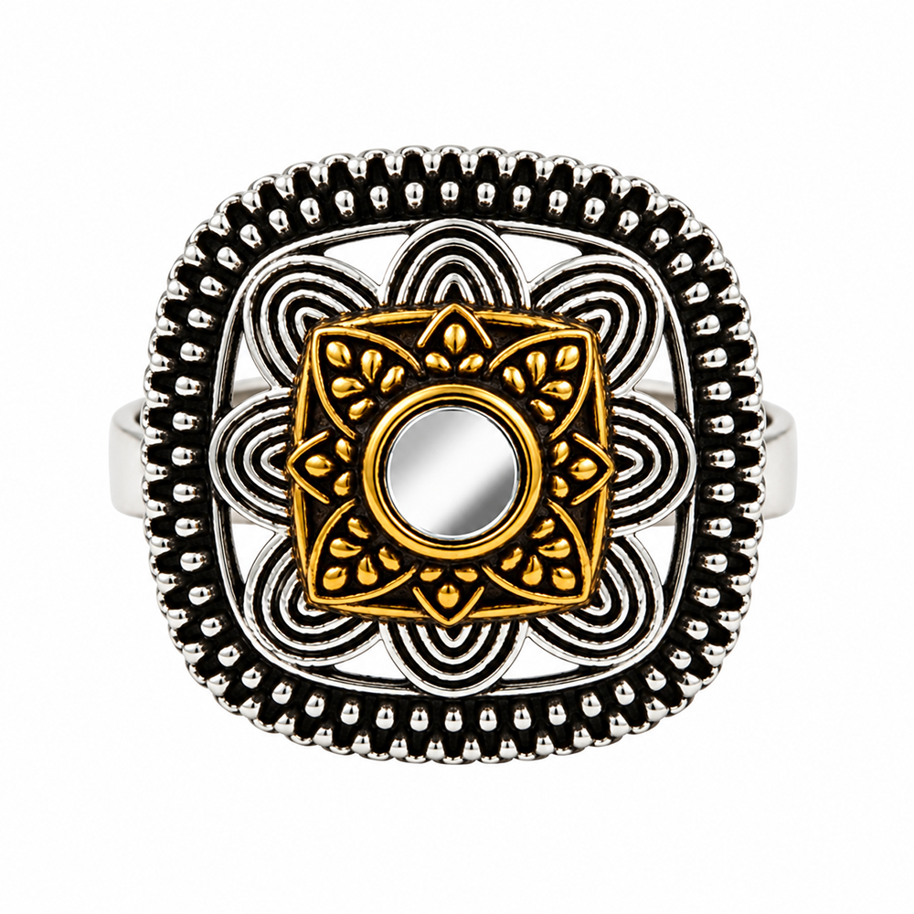 The99Jewel Designer 2 Tone Square Shape Finger Ring for Navratri & Garba Special Traditional Jewellery for Women