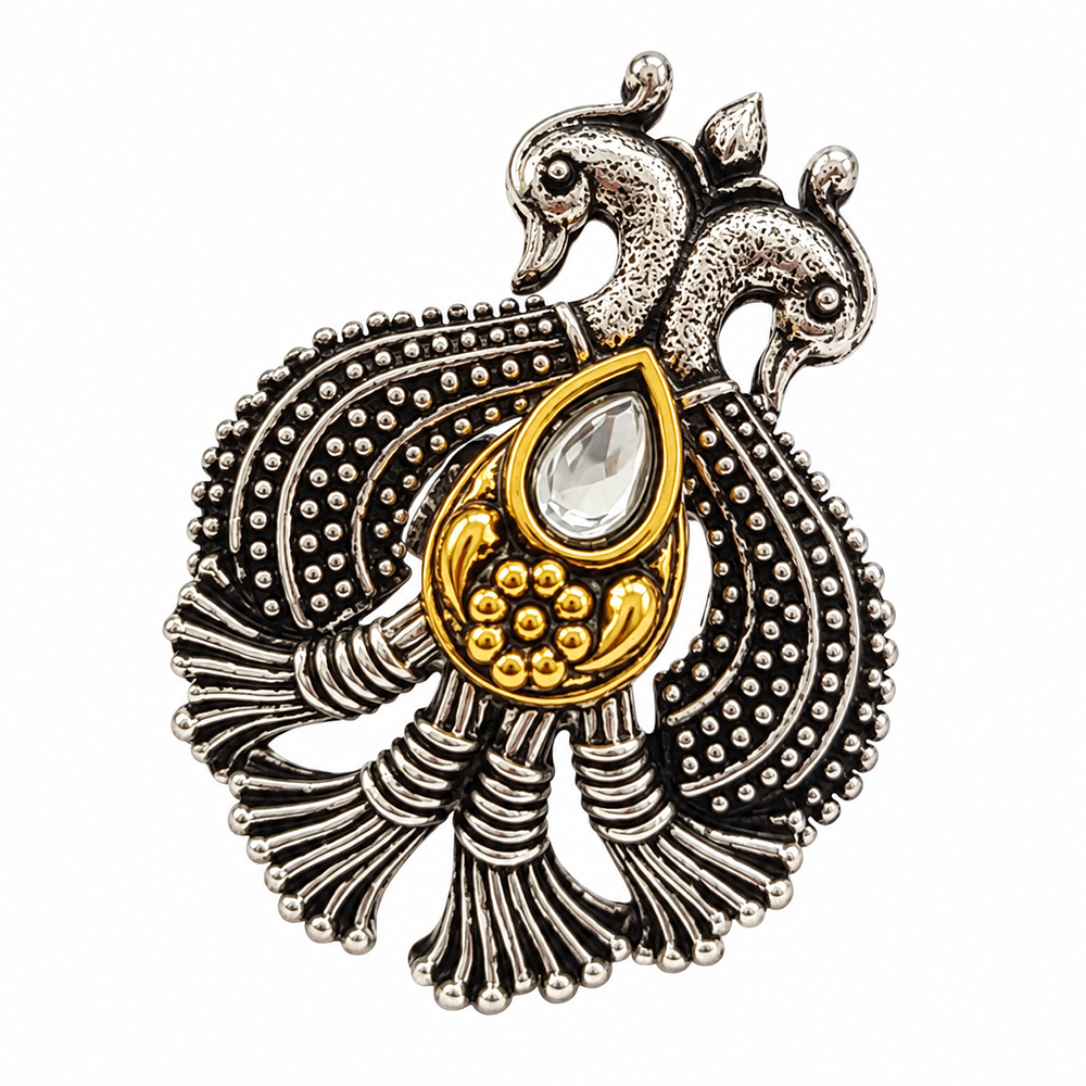 The99Jewel Designer 2 Tone Peacock Finger Ring for Navratri & Garba Special Traditional Jewellery for Women