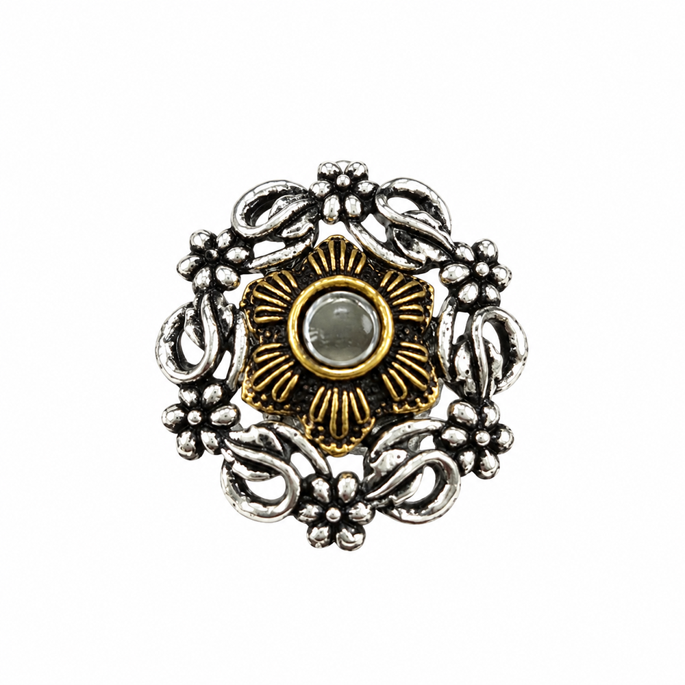 The99Jewel Designer 2 Tone  Floral Shape Finger Ring for Navratri & Garba Special Traditional Jewellery for Women