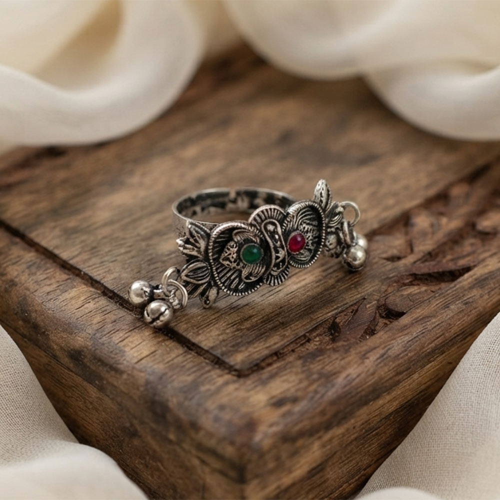 The99Jewel Designer Oxidised Finger Ring for Navratri & Garba Special Traditional Jewellery for Women