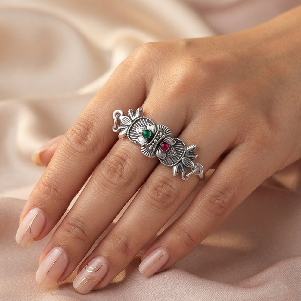 The99Jewel Designer Oxidised Finger Ring for Navratri & Garba Special Traditional Jewellery for Women