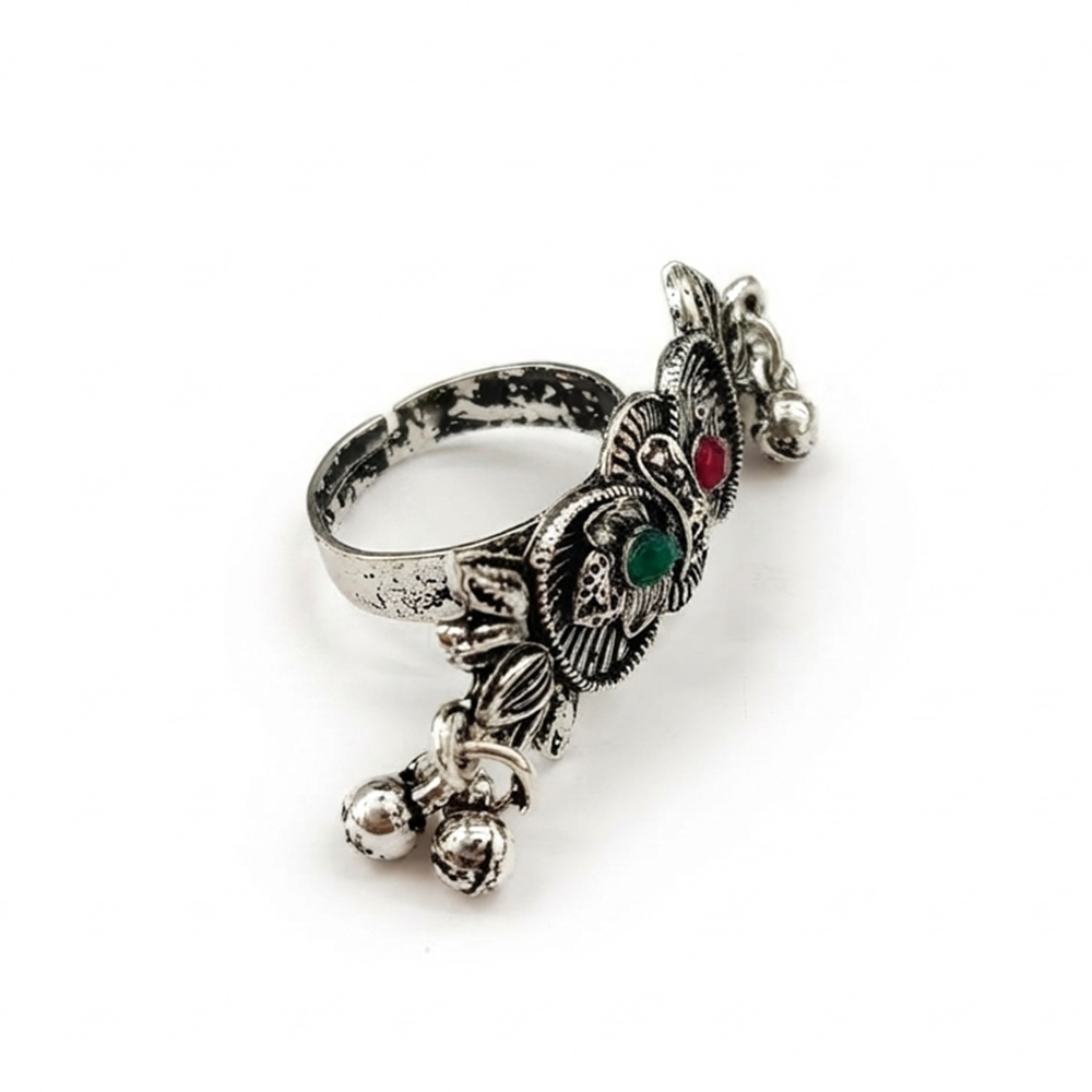 The99Jewel Designer Oxidised Finger Ring for Navratri & Garba Special Traditional Jewellery for Women