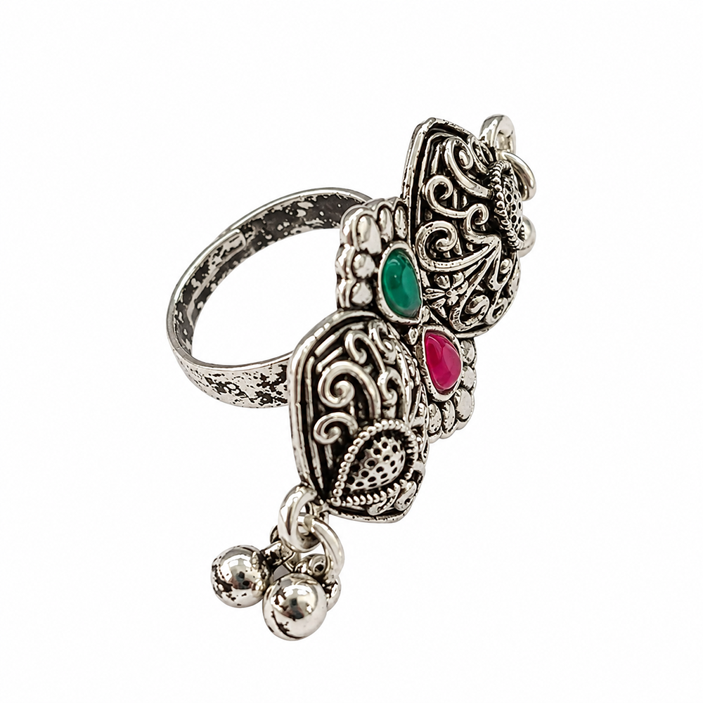 The99Jewel Designer Oxidised Finger Ring for Navratri & Garba Special Traditional Jewellery for Women
