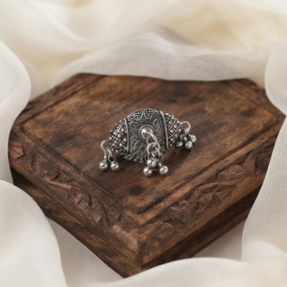 The99Jewel Designer Oxidised Elephant Motif Finger Ring for Navratri Jewellery for Women