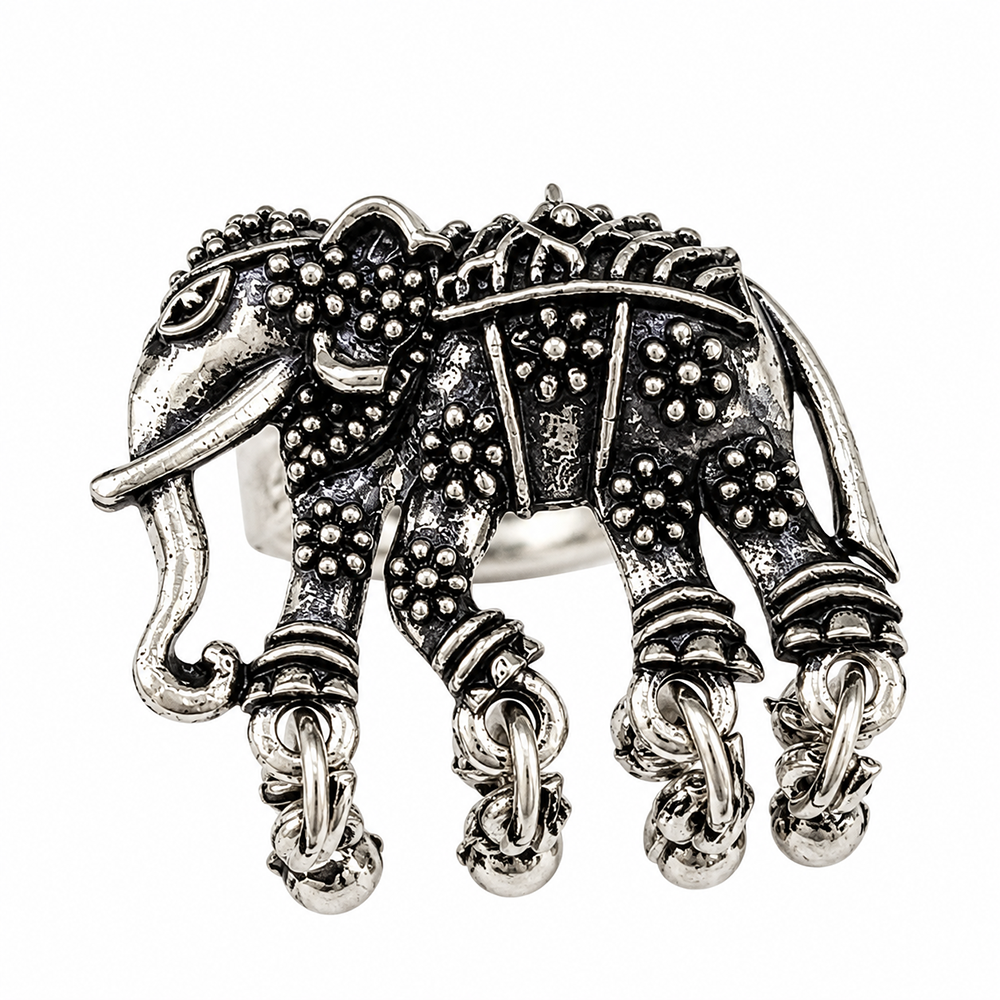 The99Jewel Beautiful Adjustable Elephant Shape Oxidised Finger Ring for women