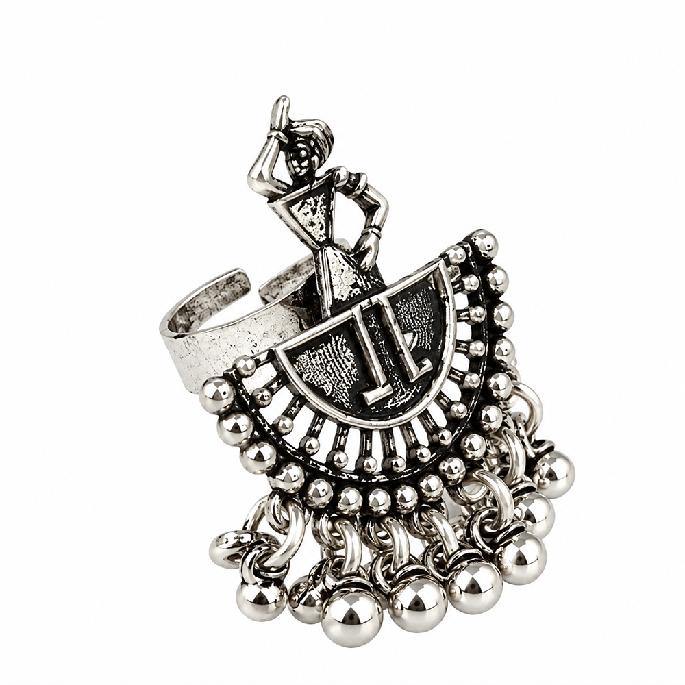 The99Jewel Beautiful Adjustable Oxidised Finger Ring with Human Figure for women
