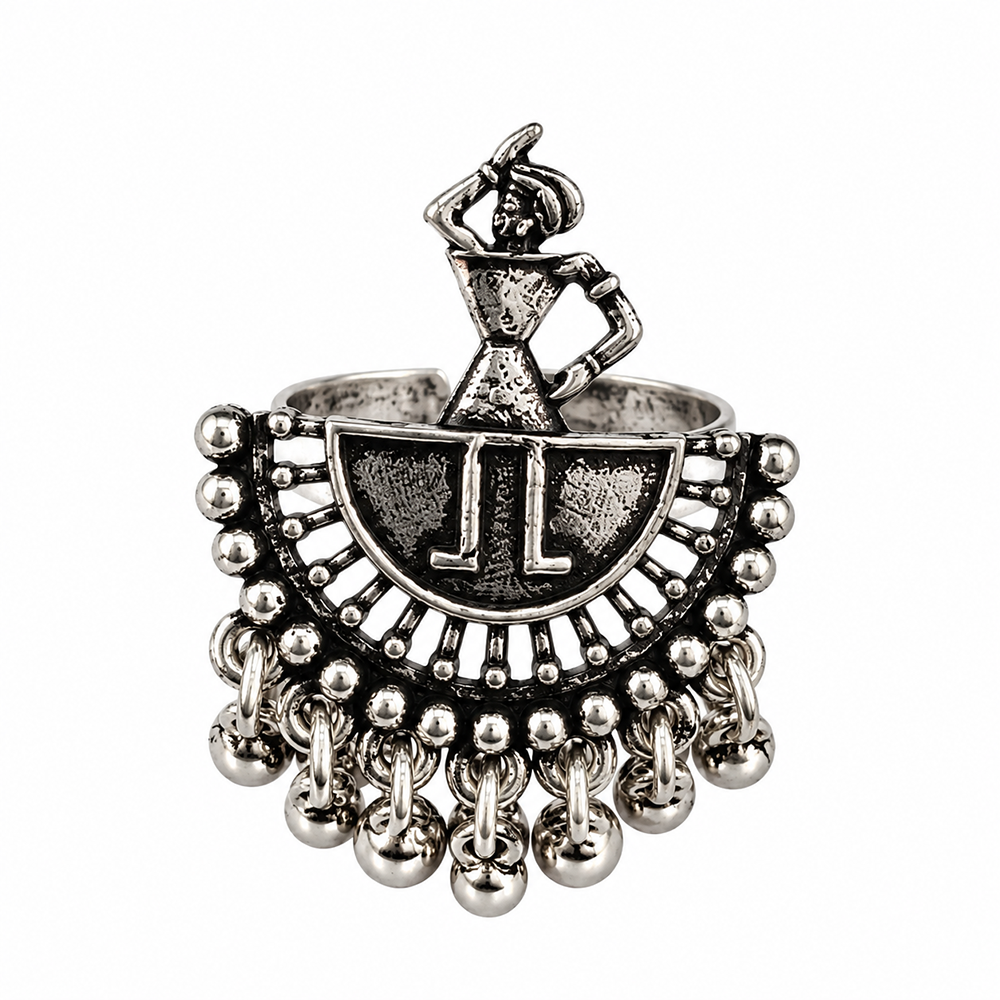 The99Jewel Beautiful Adjustable Oxidised Finger Ring with Human Figure for women