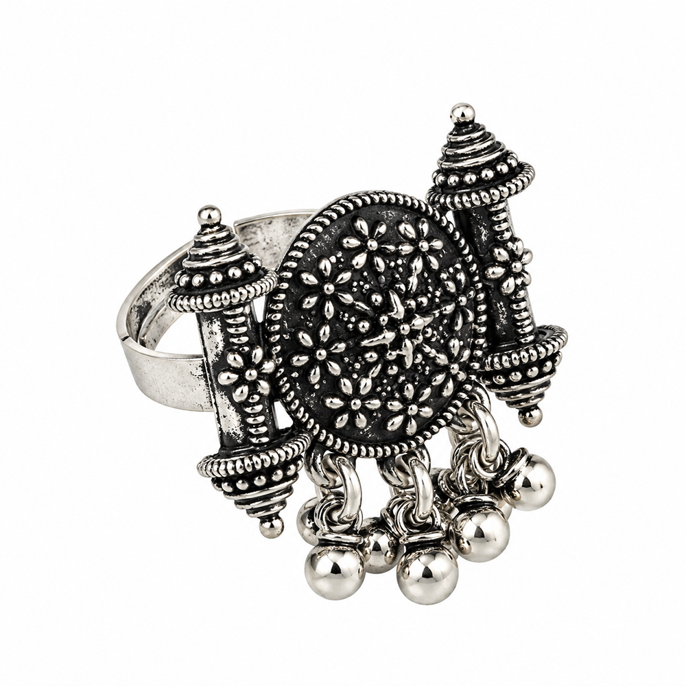 The99Jewel Beautiful Adjustable Oxidised Finger Ring  for women