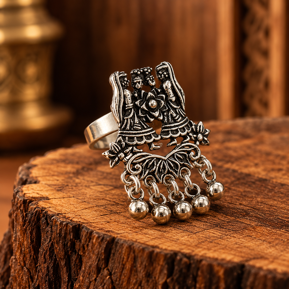 The99Jewel Beautiful Adjustable Oxidised Finger Ring with Human Figure for women