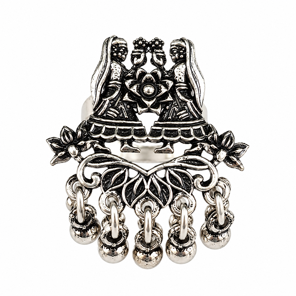 The99Jewel Beautiful Adjustable Oxidised Finger Ring with Human Figure for women