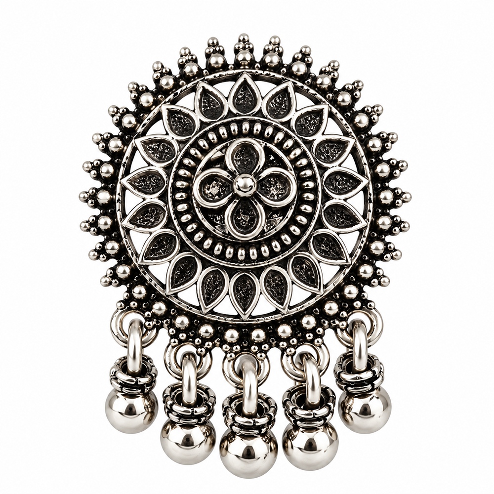 The99Jewel Beautiful Adjustable Oxidised Finger Ring with Floral Design for women