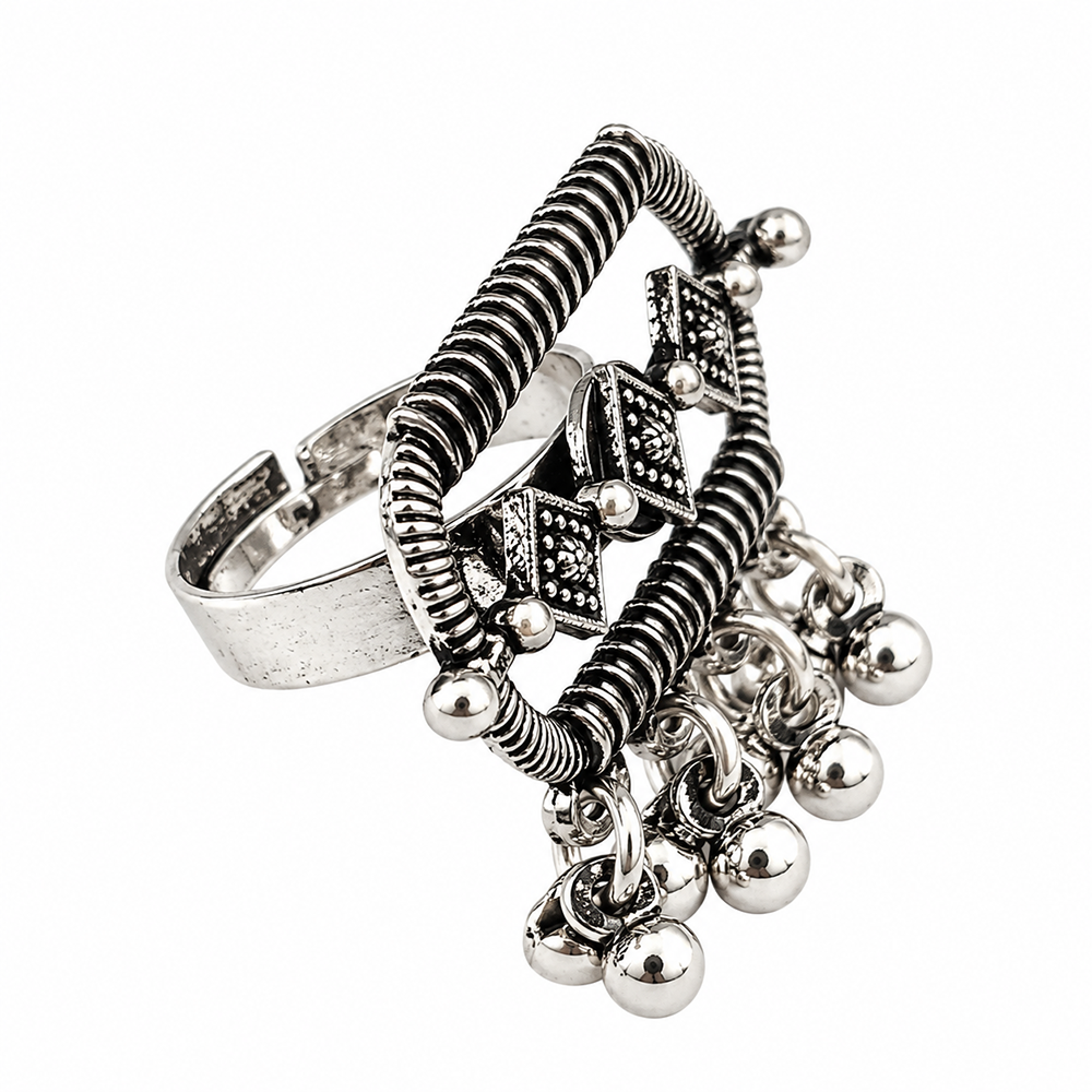 The99Jewel Beautiful Adjustable Oxidised Finger Ring  for women