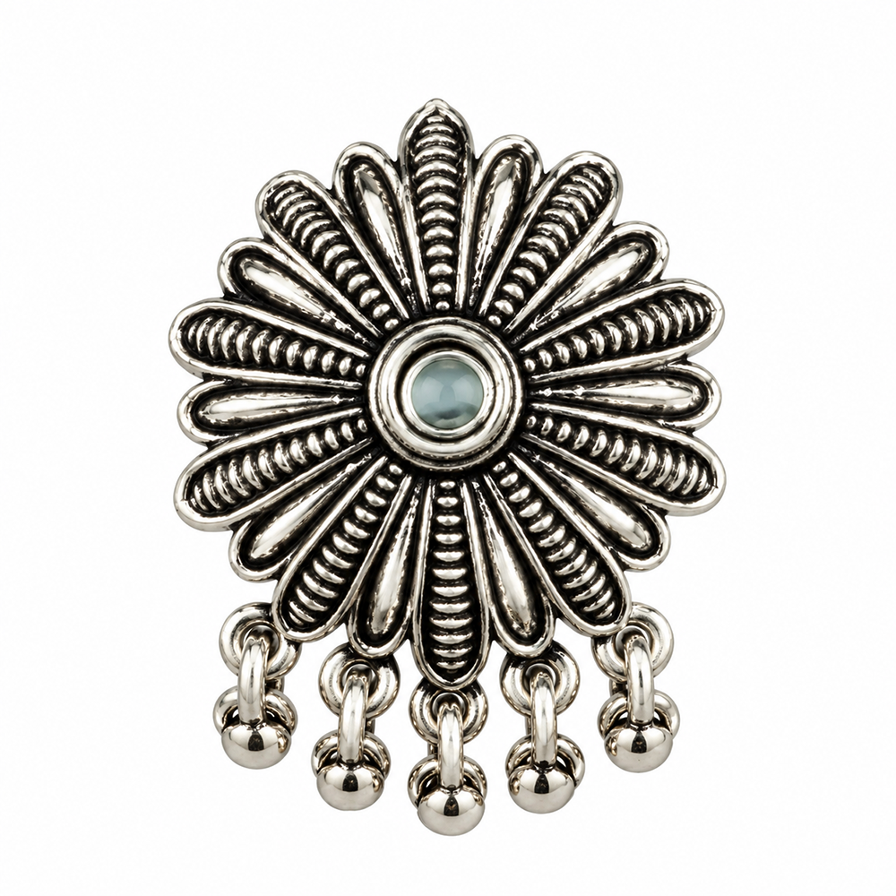 The99Jewel Beautiful Adjustable Oxidised Finger Ring with Flower Design for women