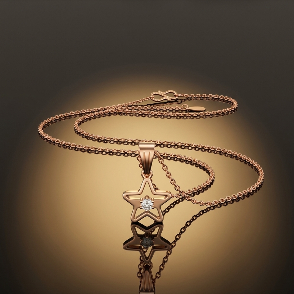 The99Jewel Trendy Star shape Rose Gold-Plated Chain Pendant