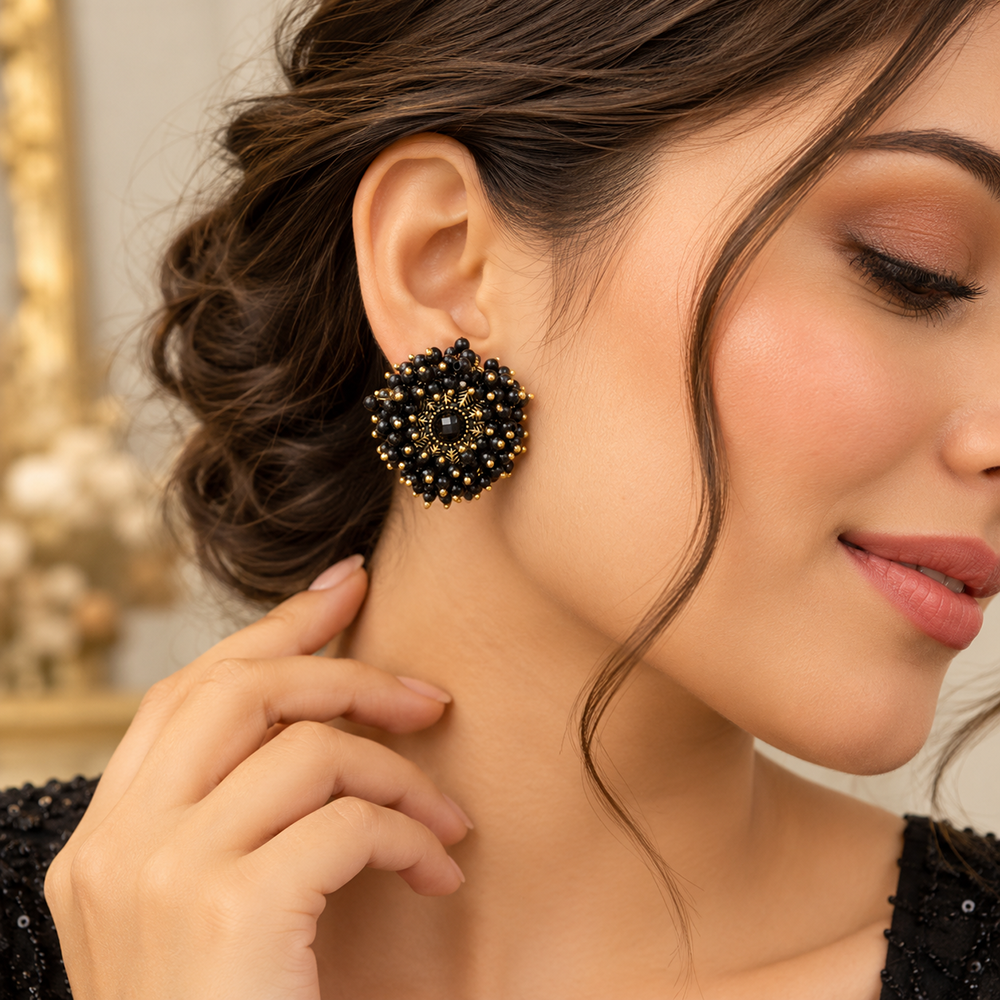The99Jewel Designer Austrian Stone and Pearl Fashion Stud Earrings for Women | Traditional Ethnic Jewellery