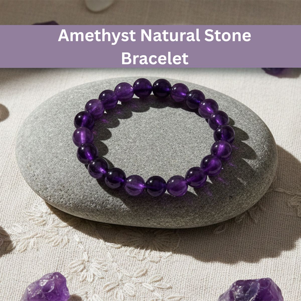 The99Jewel Amethyst Natural Stone Bracelet With Box